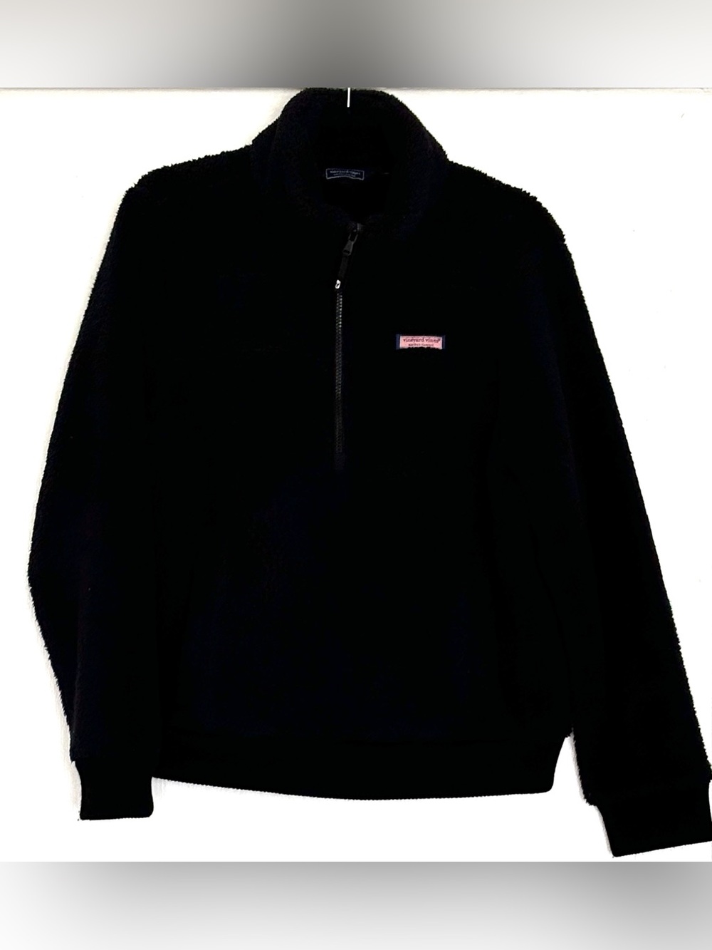 Vineyard Vines Black Sherpa Fleece Quarter-Zip Pullover Size L